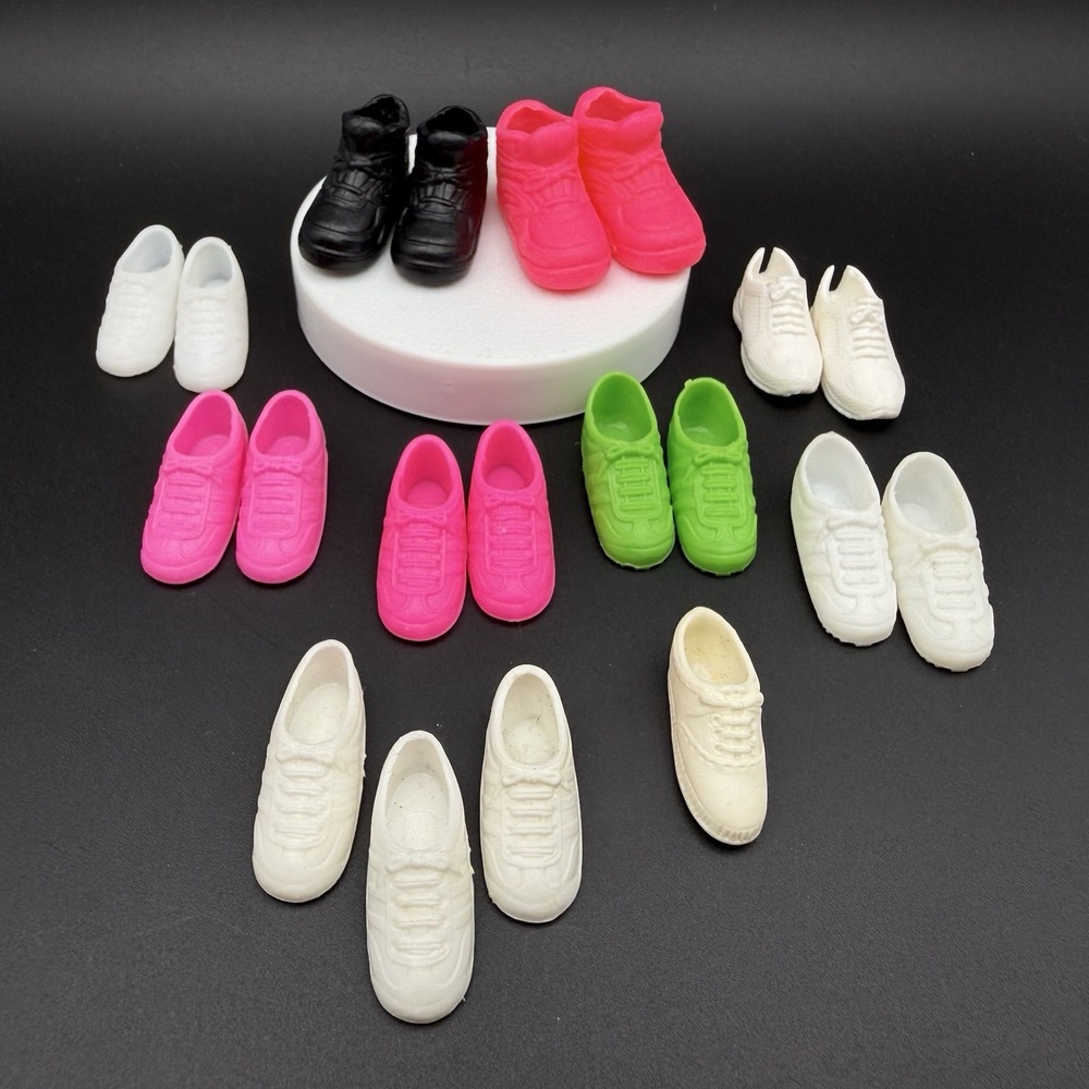 Vintage Mattel Barbie Doll Shoe Lot Sock Top Boot Sneaker Pink Green Black White